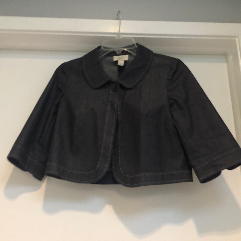 Loft crop smooth denim jacket